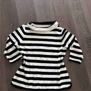 Talbots Black and White Striped Sweater